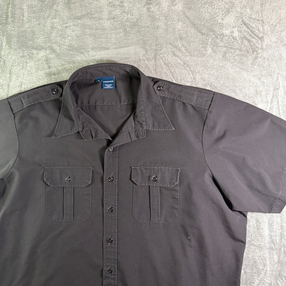 VTG Propper Tactical Shirt Short Sleeve Button Up Work Utility Shirt 3XL